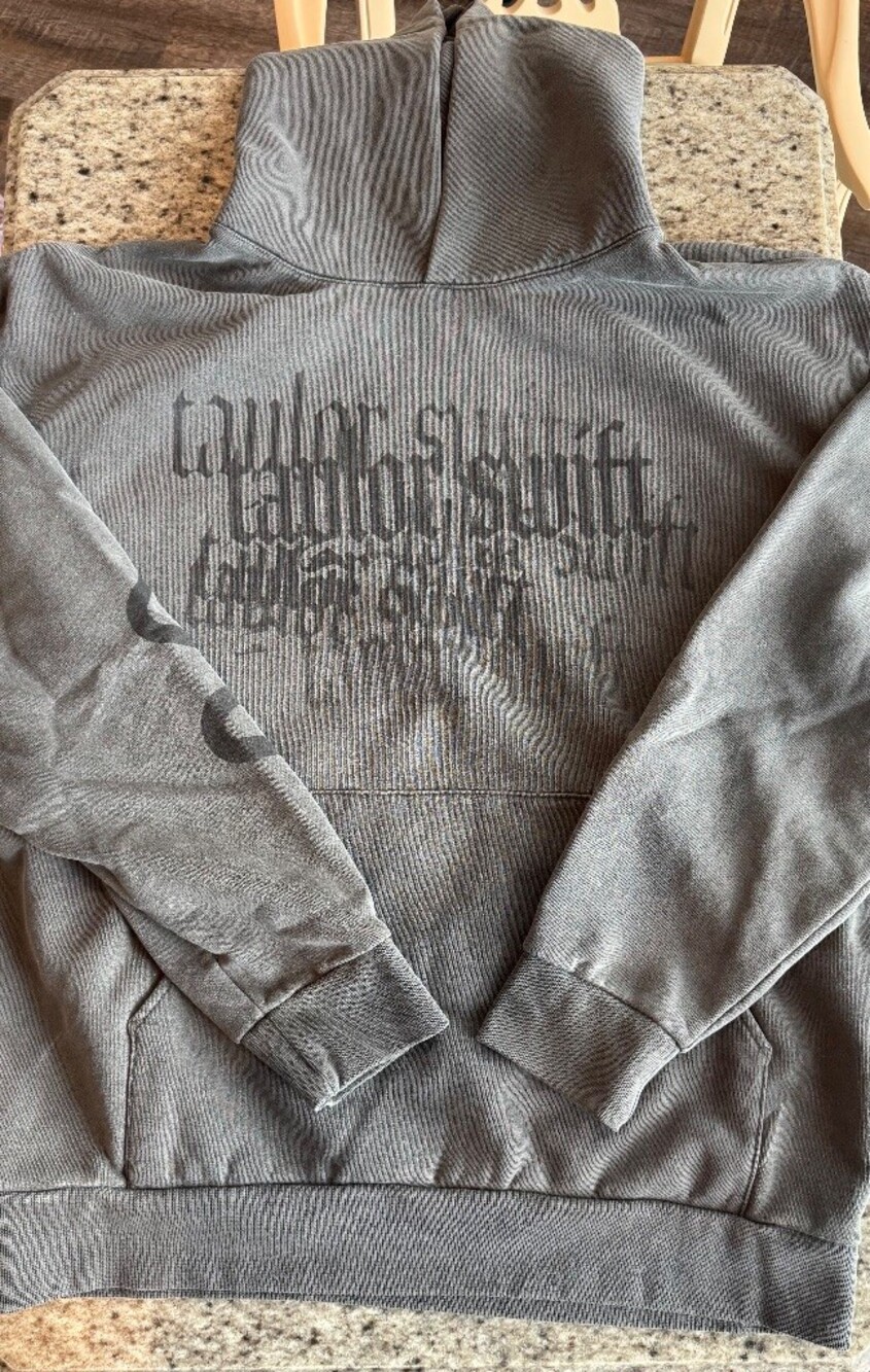 Taylor Swift Reputation Hoodie Gray M/L Gothic Font Pullover Official Merch NWOT